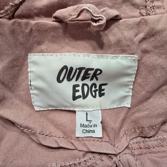 Outer Edge Womens Large Pink Utility Canvas Jacket with Hoodie - Picture 5 of 6